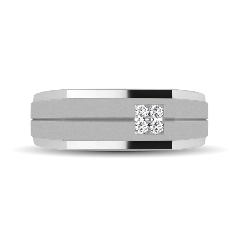 Affordable Promise Rings For Gifting-10K White Gold 1/10 Ct.Tw. Diamond Men's Ring