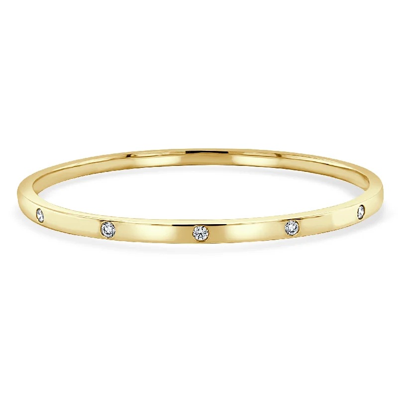 Unique Bangles For Wedding-14K YG BEZEL DIAMOND BANGLE 0.