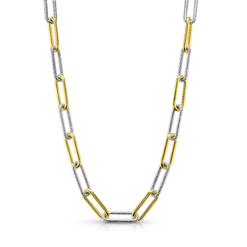 Beautiful Gemstone Necklaces For Gifting-TWO-TONE LONG LINK NECKLACE, GOLD