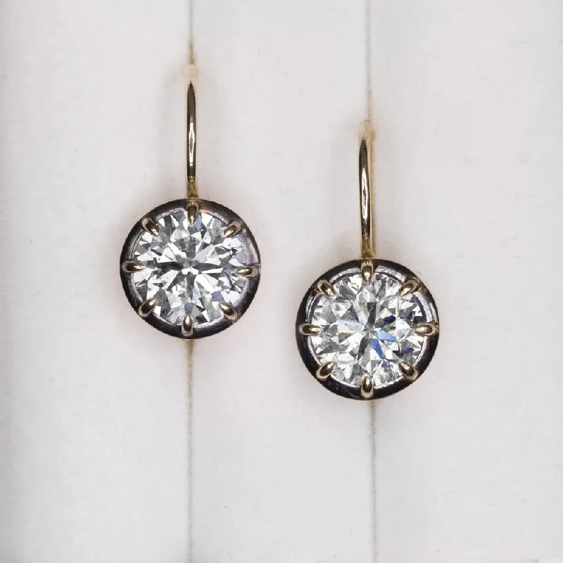 Beautiful Custom Earrings For Personal Gifts-2.60ct DIAMOND DROP EARRINGS VINTAGE STYLE COLLET VICTORIAN ROUND YELLOW GOLD