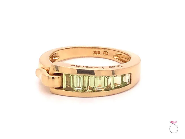 Elegant Cocktail Rings For Special Events-Guy Laroche Peridot Band Ring,18K Yellow Gold