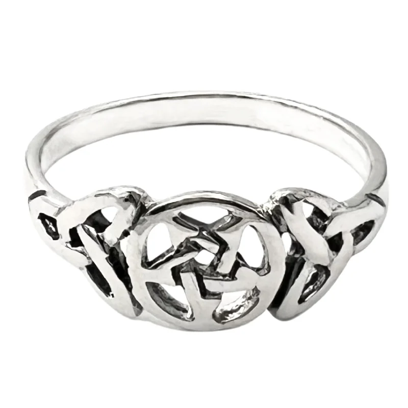 Artistic Gemstone Rings For Creative Fashion-Sterling Silver Celtic Design Ring / SSR0091