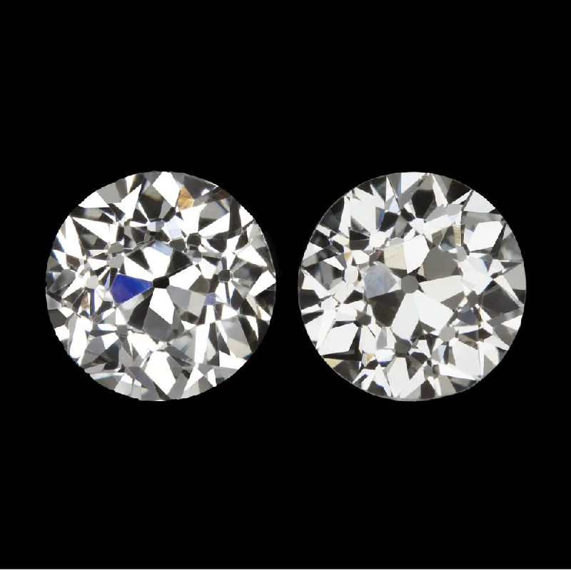 Festive Earrings For Holiday Celebrations-OLD EUROPEAN CUT DIAMOND STUD EARRINGS 1.58ct PAIR CERTIFIED H-I VS2-SI1 VINTAGE