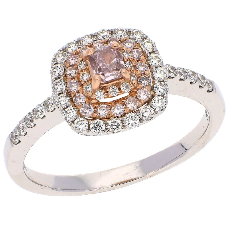 Trendy Gemstone Rings For Fashion-forward Women-18K White Gold Radiant Cut Pink Diamond Fashion Ring