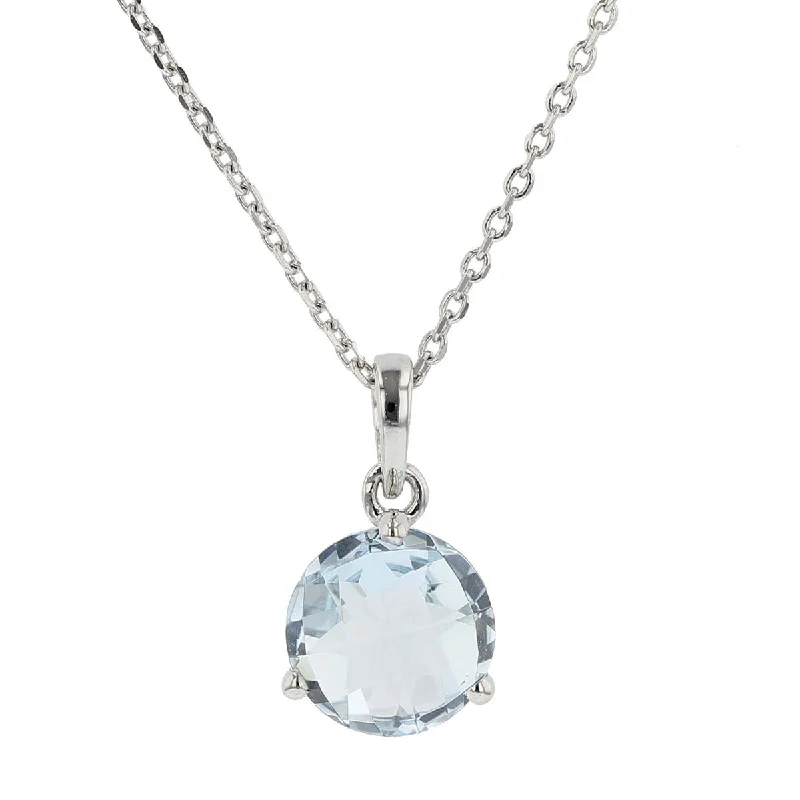 Long Pendant Necklaces For Evening Wear-14K White Gold Aquamarine Pendant Necklace