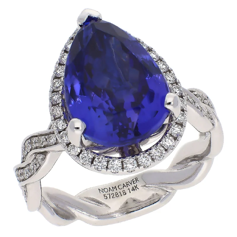 Vintage Diamond Rings For Collectors-14K White Gold Tanzanite and Diamond Ring