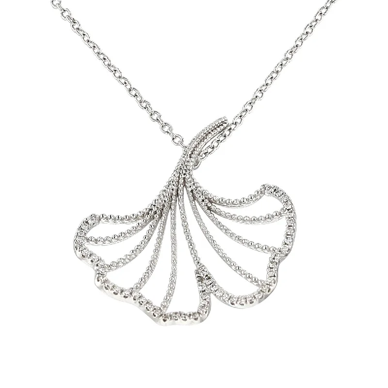 Artistic Handmade Necklaces For Unique Style-18K Gold Diamond Open Leaf Pendant Necklace