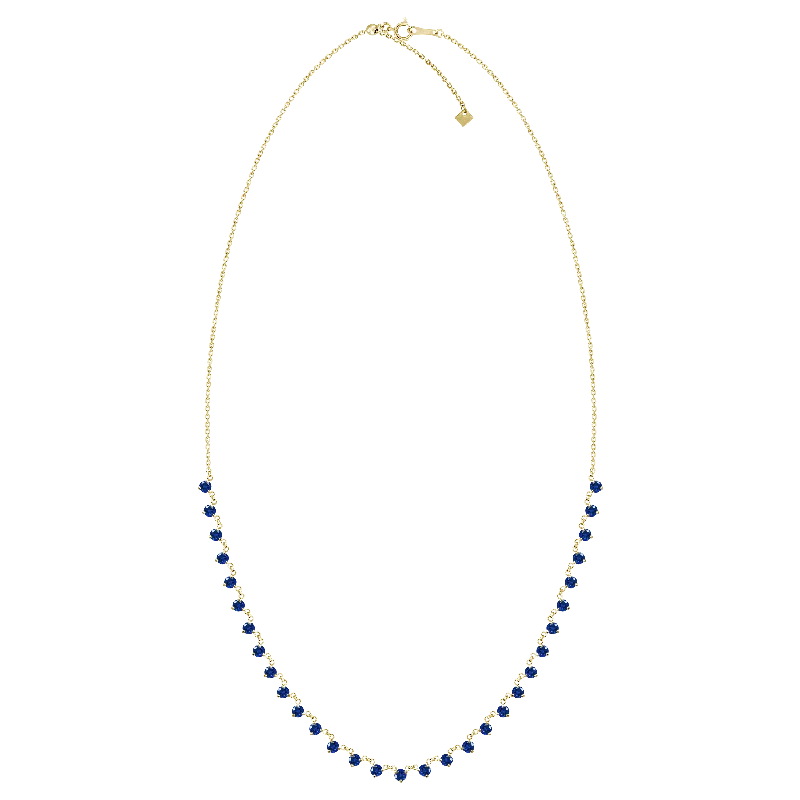 Simple Chain Necklaces For Day-to-day Wear-18K Yellow Gold Sapphire Necklace