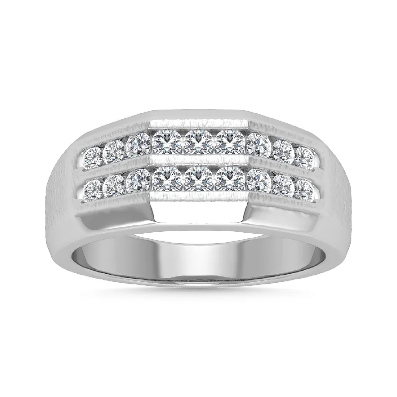 Affordable Promise Rings For Gifting-Diamond 1/2 Ct.Tw. Mens Fashion Ring in 14K White Gold