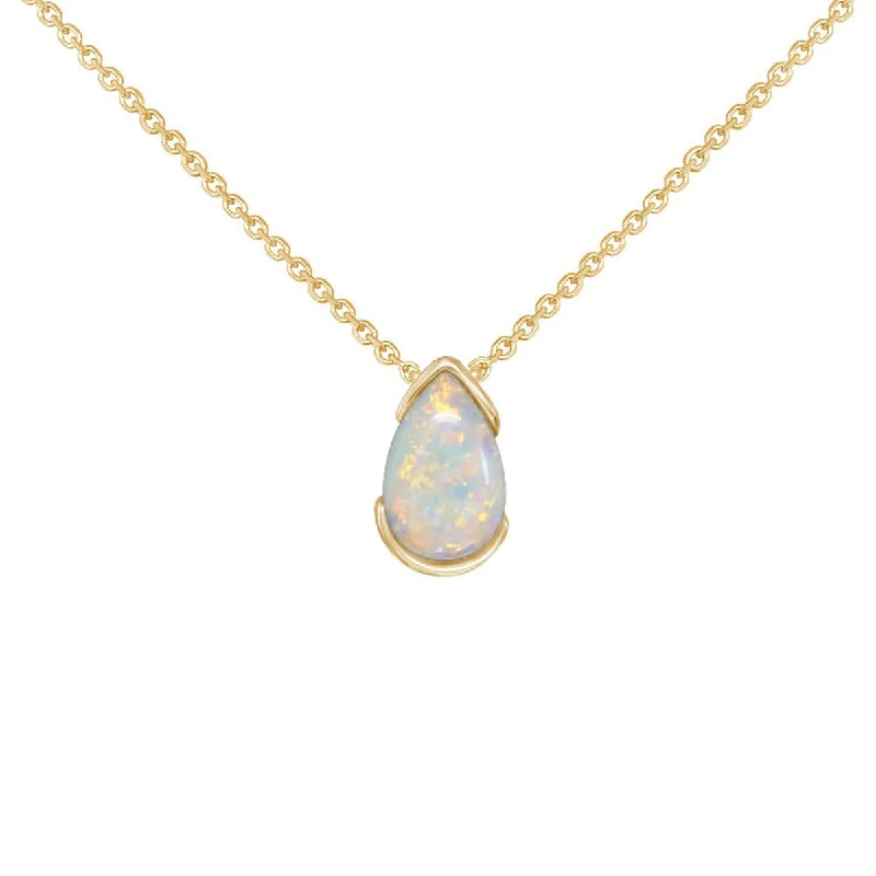 Colorful Pendant Necklaces For Fashionistas-14K Yellow Gold Australian Opal Necklace