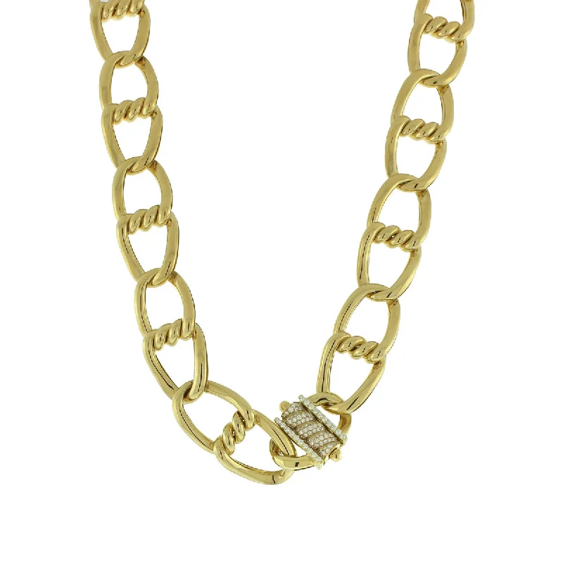 Colorful Pendant Necklaces For Fashionistas-18K Gold Cialoma Link Necklace with Diamonds