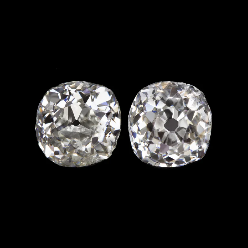 Affordable Gold Earrings For Office Wear-0.76ct OLD MINE CUT DIAMOND STUD EARRINGS ANTIQUE PAIR LOOSE NATURAL CUSHION