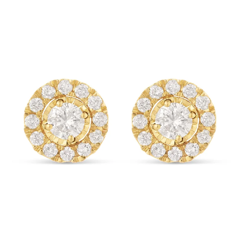 Gold Plated Earrings For Sensitive Ears-14k Gold Cluster Diamond Stud Earrings