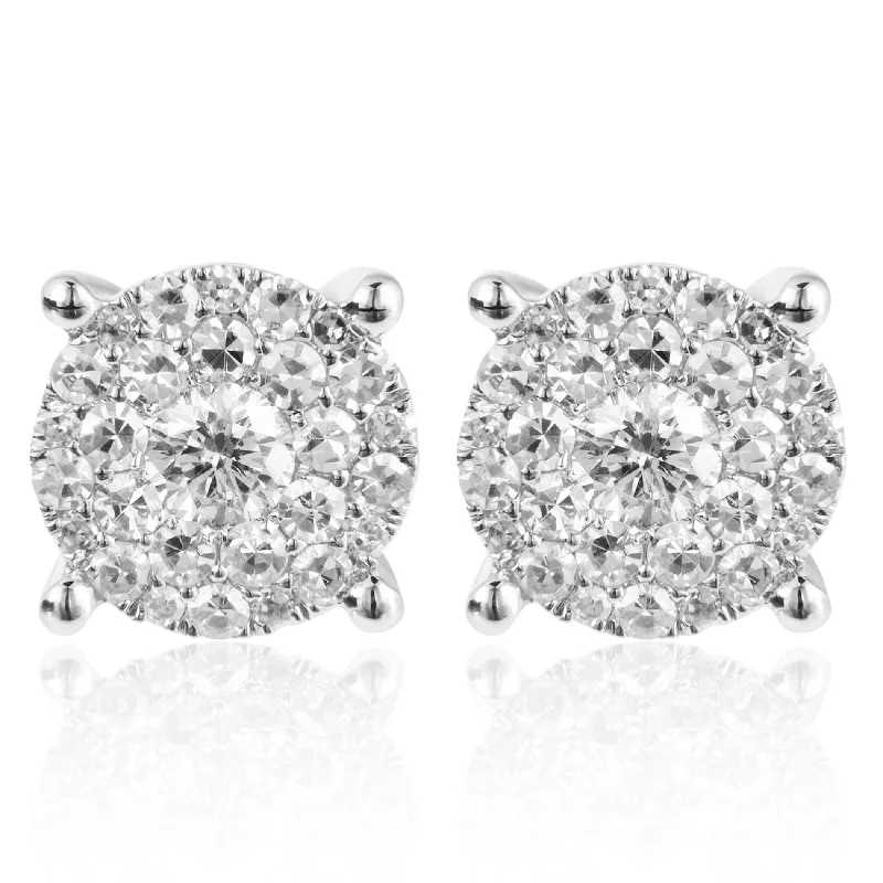 Color Changing Earrings For Fashion Forward-14k White Gold .56ct Diamond Cluster Stud Earrings