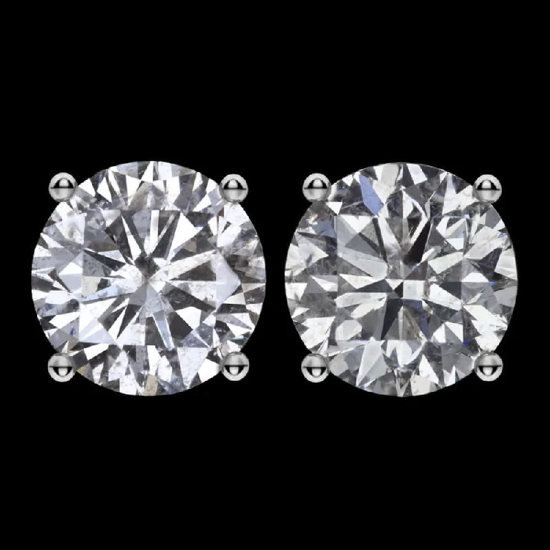 Trendy Earrings For Teenagers-6.12ct VERY GOOD CUT NATURAL DIAMOND STUD EARRINGS ROUND BRILLIANT PAIR 6 CARAT