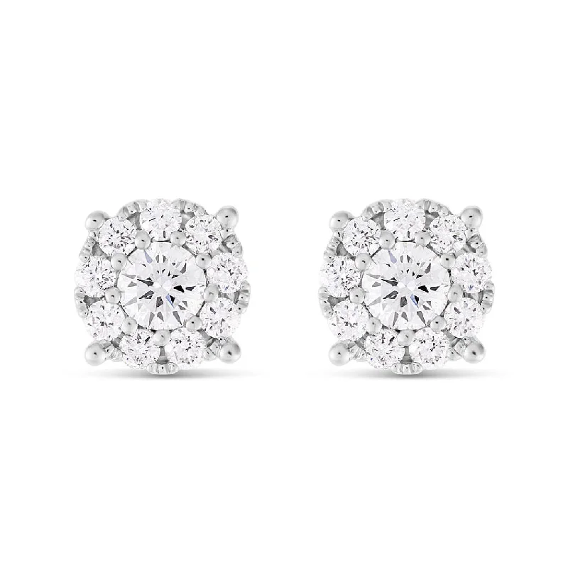 Geometric Earrings For Modern Women-18k 0.20ct carat Cluster Diamond Stud Earrings