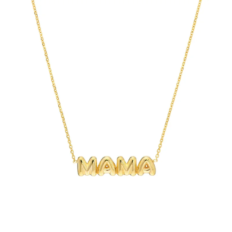 Cute Animal Necklaces For Kids-14K Yellow Gold "Mama" Bubble Necklace