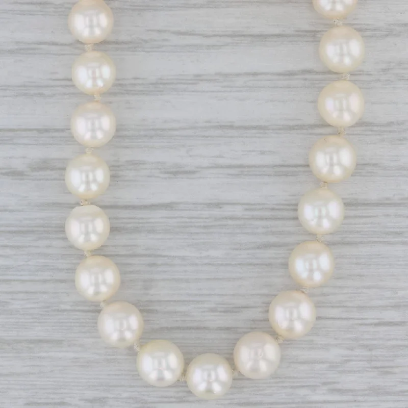 Gorgeous Silver Necklaces For Elegant Look-Cultured Pearl Single Strand Necklace 14k Yellow Gold Clasp 24.25"