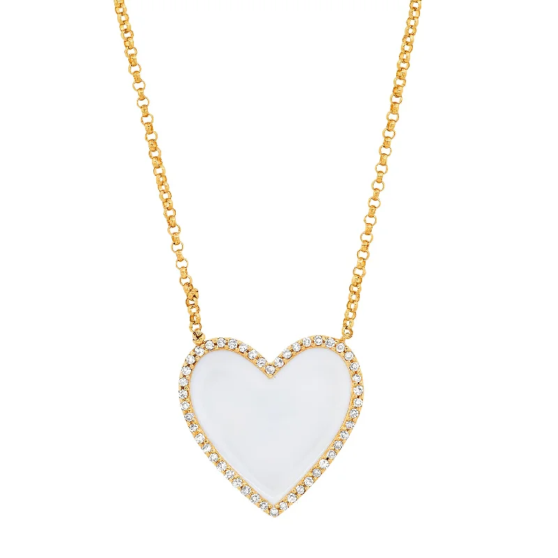 Intricate Necklaces For Fashion-Forward Style-WHITE VALENTINE NECKLACE, GOLD