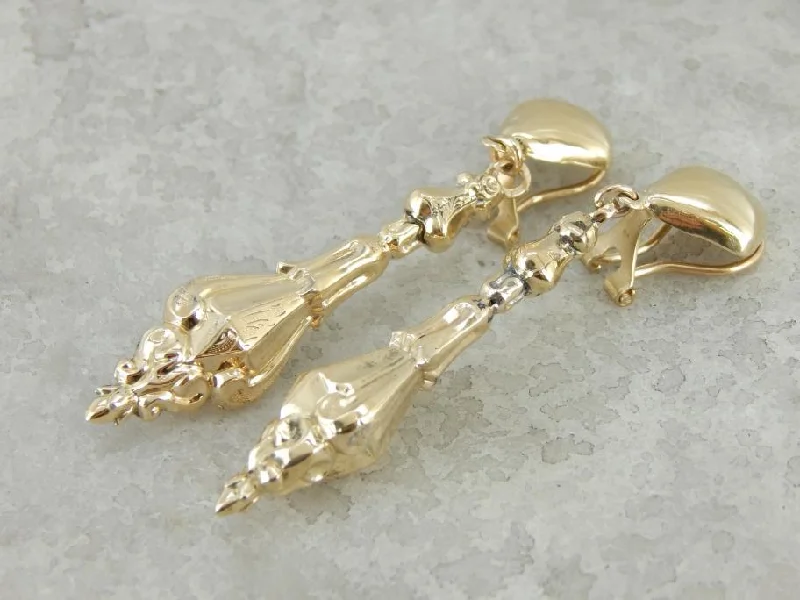 Trendy Silver Earrings For Casual Wear-Victorian Reproduction Drop Earrings of Large Size