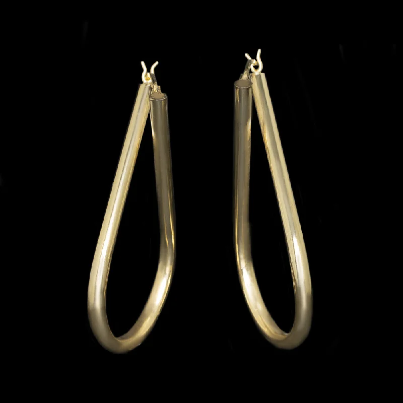 Gorgeous Chandelier Earrings For Weddings-14k YELLOW GOLD CRISS CROSS HOOP EARRINGS 2 INCH TEARDROP TWIST MINIMALIST GIFT