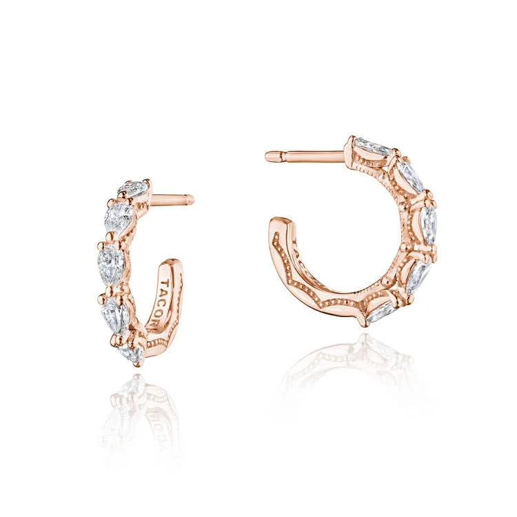 Comfortable Drop Earrings For Daily Wear-Stilla | Small Hoop Earrings in 18k Rose Gold - 12.90mm FE827PK