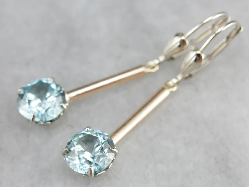 Bold Earrings For Street Style Looks-Long Blue Zircon Drop Earrings