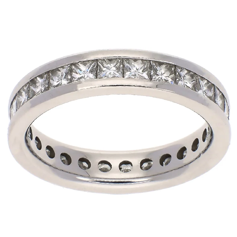 Trendy Cocktail Rings For Night Out-Platinum Diamond Eternity Band Ring