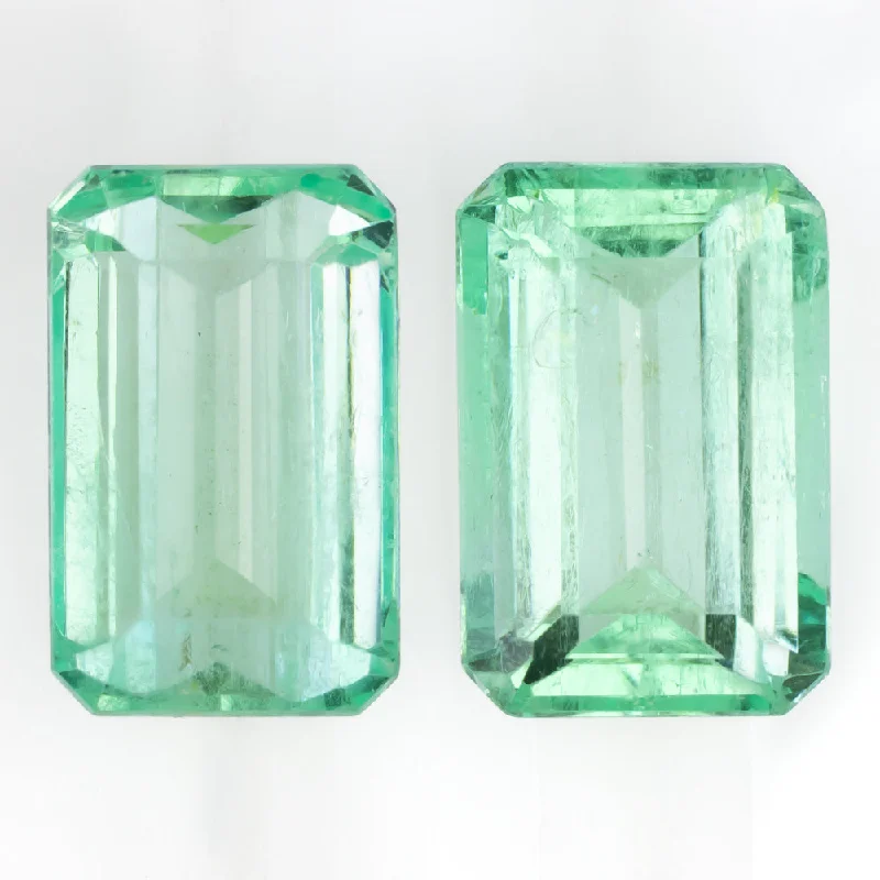 Natural Stone Earrings For Earthy Look-6.35ct EMERALD PAIR STUD DROP EARRINGS EMERALD SHAPE CUT LOOSE NATURAL PASTEL