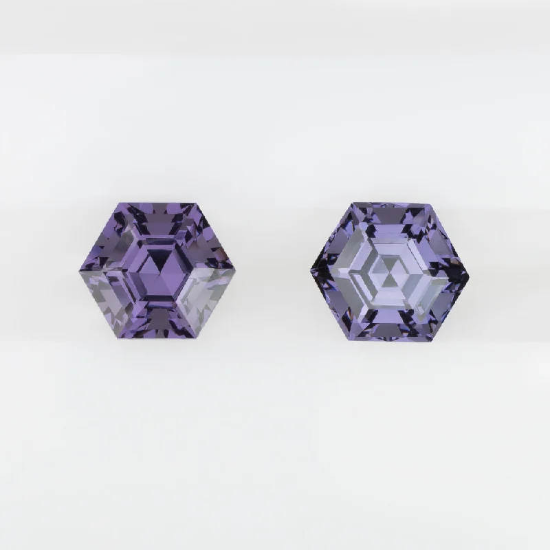 Boho Style Earrings For Women-SPINEL MATCHING PAIR STUD EARRINGS PURPLE HEXAGON SHAPE CUT GEOMETRIC 1.21ct