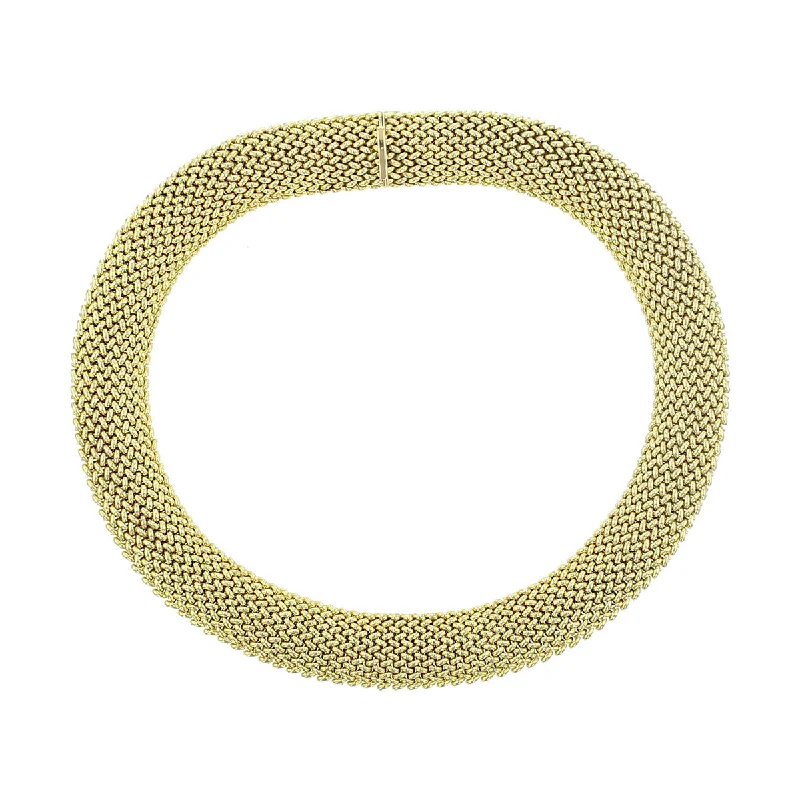 Silver Necklaces For Minimalist Style-18-Inch 14K Yellow Gold Basketweave Necklace