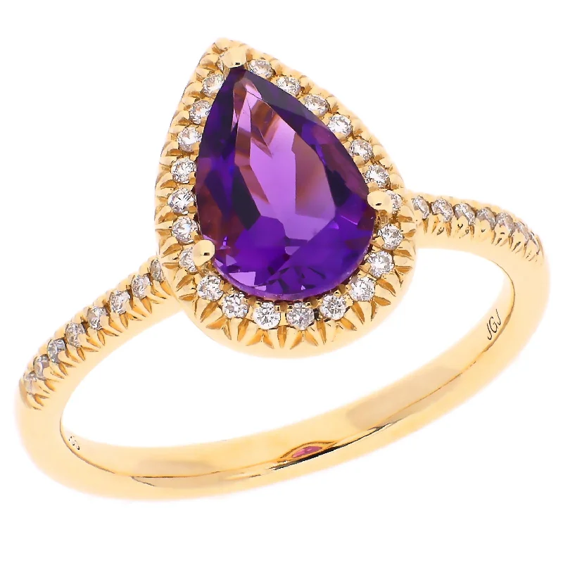 Gorgeous Ruby Rings For Engagement-14K Yellow Gold Amethyst Ring