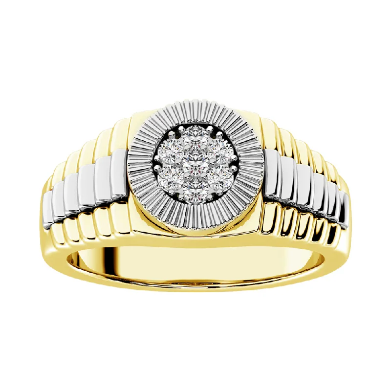 Personalized Name Rings-Diamond 1/4 Ct.Tw. Rolex Mens Ring in 10K Two Tone Gold