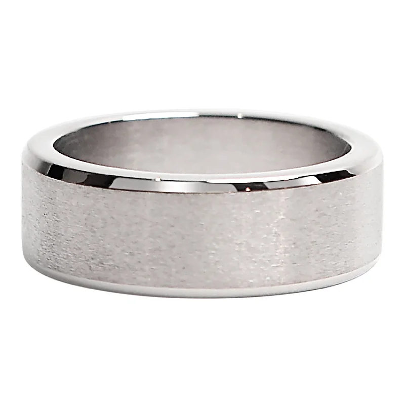 Unique Wedding Rings For Couples-Stainless Steel Brushed Center Ring / NCZ0149