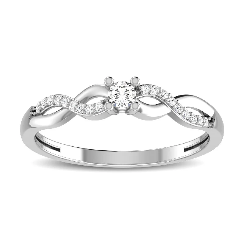 Custom Birthstone Rings For Personalized Gifts-10K White Gold 1/6 Ct.Tw. Diamond Twist Ring