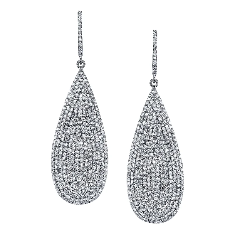 Black Earrings For Edgy Fashion-Long Diamond Teardrop Earrings  E0000031