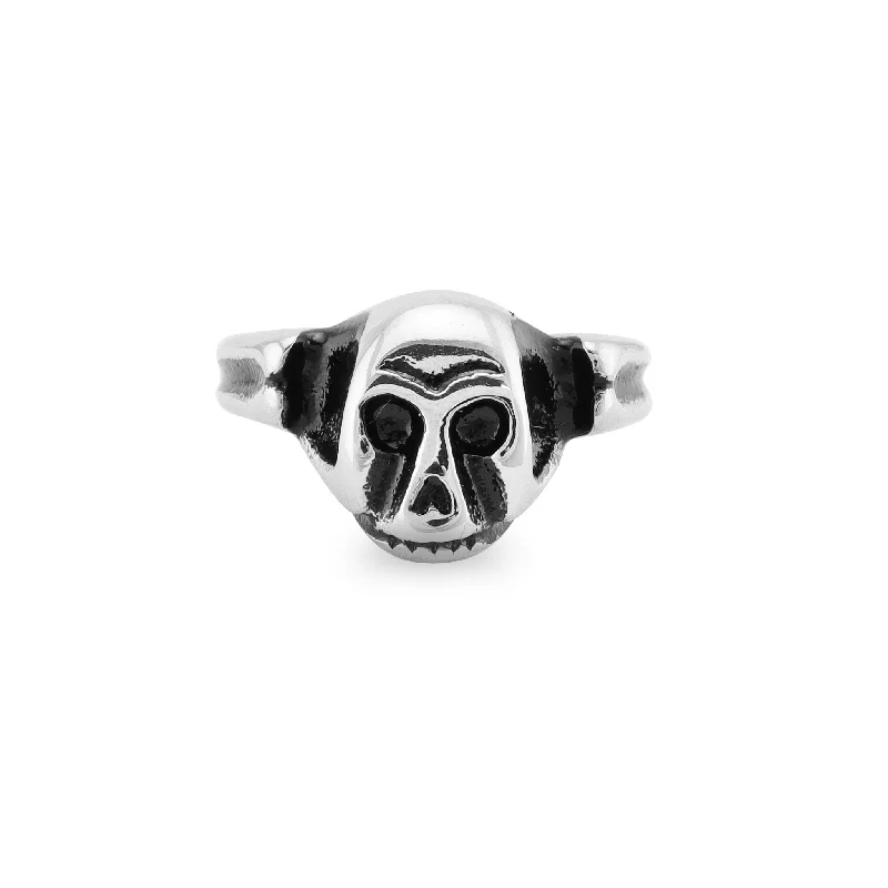 Adjustable Fashion Rings For Comfortable Wear-Polished Skull Stainless Steel Ring / SRJ2276