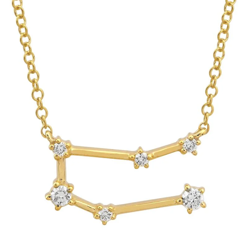 Simple Gold Necklaces For Classic Look-14K Yellow Gold Diamond Gemini Constellation Necklace