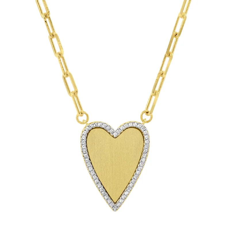 Stunning Diamond Necklaces For Anniversary-HEART OF GOLD, THIN PAPERCLIP 18"