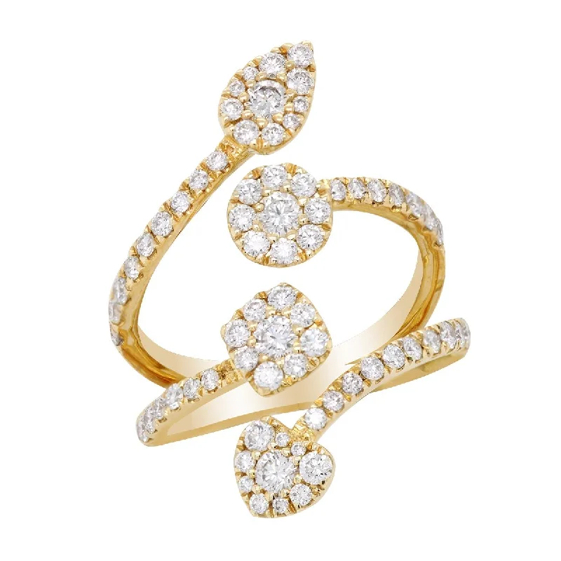 Unique Vintage Rings For Weddings-YELLOW GOLD FASHION RING WITH DIAMOND SHAPES, 1.31 CT TW