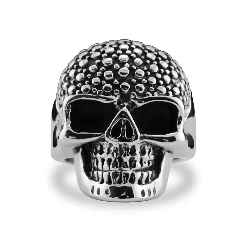 Unique Vintage Wedding Rings For Collectors-Detailed Skull Stainless Steel Ring / SCR4072