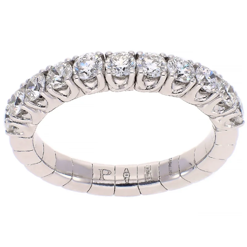 Sparkling Diamond Rings For Engagement-Picchiotti Xpandable 18K White Gold Round Diamonds Band Ring