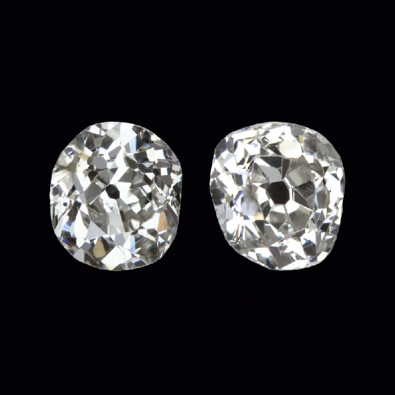 Boho Earrings For Casual Festivals-0.79ct H SI OLD MINE CUT DIAMOND STUD EARRINGS MATCHING PAIR ANTIQUE CUSHION