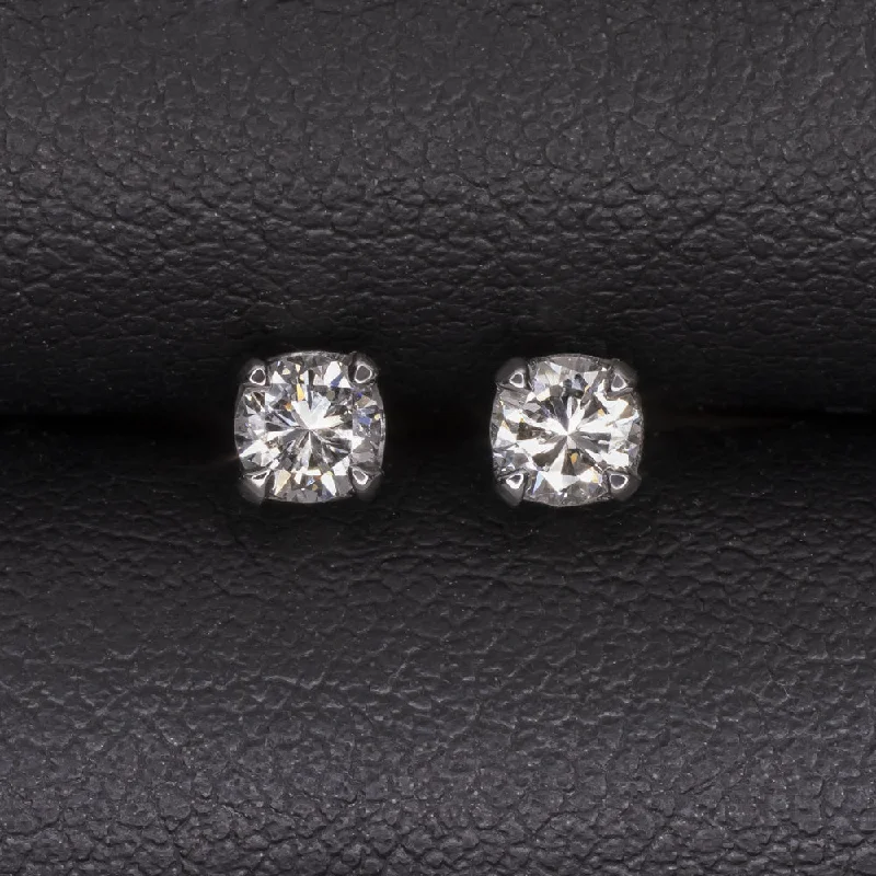 Light Earrings For Easy Everyday Wear-0.40ct NATURAL DIAMOND STUD EARRINGS G VS2-SI1 ROUND CUT 14k WHITE GOLD CLASSIC