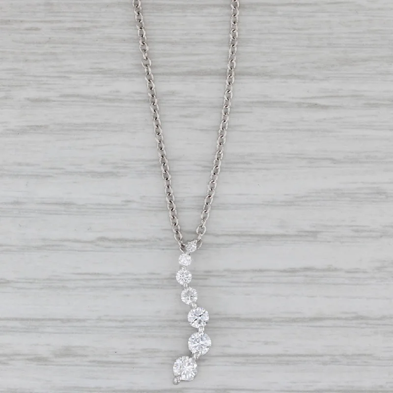 Layered Necklaces For Trendy Style-0.80ctw Diamond Journey Pendant Necklace 14k White Gold 17.75" Cable Chain