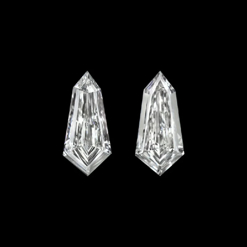 Dainty Earrings For Minimalist Style-E VS BULLET SHAPE DIAMOND PAIR CUSTOM CUT BAGUETTE KITE SIDE ACCENTS EARRINGS