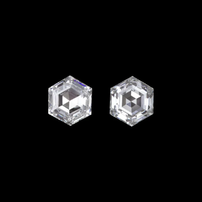 Artistic Dangle Earrings For Evening Parties-0.20ct F VS2-SI1 HEXAGON SHAPE CUT NATURAL DIAMOND PAIR ACCENT STUD EARRINGS