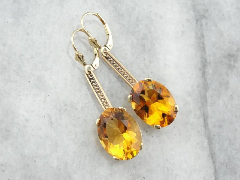 Gemstone Earrings For Formal Events-Beautiful Rose Gold and Citrine Substantial Drop Earrings