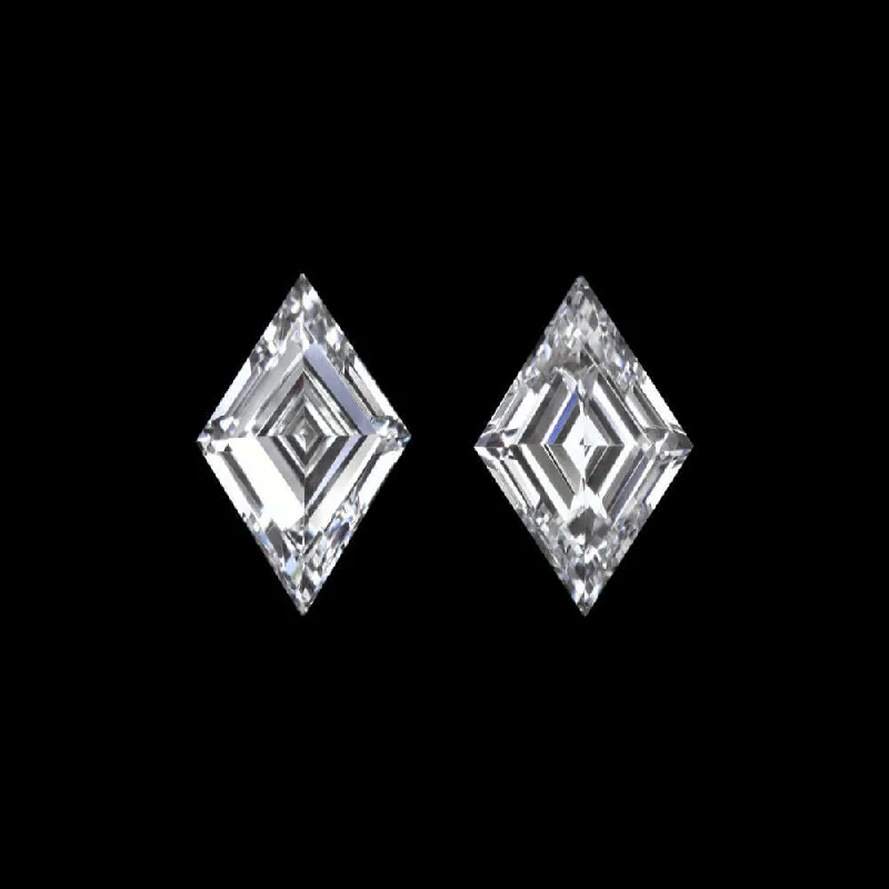 Beautiful Gold Earrings For Weddings-F-G VS KITE SHAPE STEP CUT DIAMOND MATCHING PAIR STUD EARRINGS LOZENGE ACCENT