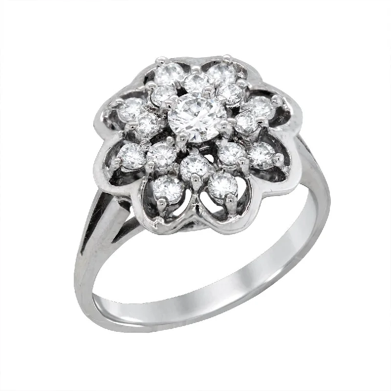 Statement Rings For Special Occasions-WHITE GOLD COCKTAIL RING WITH DIAMONDS, 1.00 CT TW